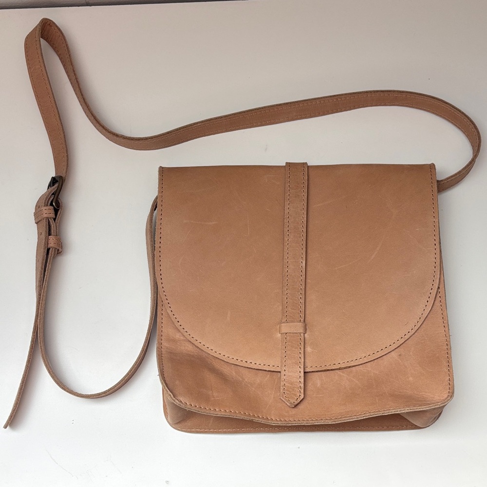 ABLE Tan Leather Crossbody Bag